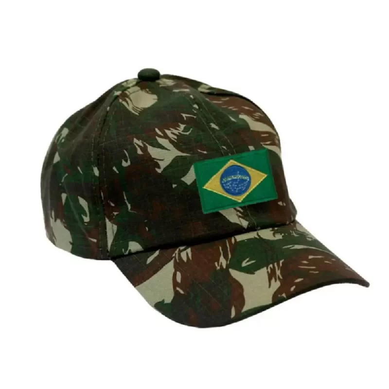 Boné Militar Rip Stop com Patch Aplicado Brasil