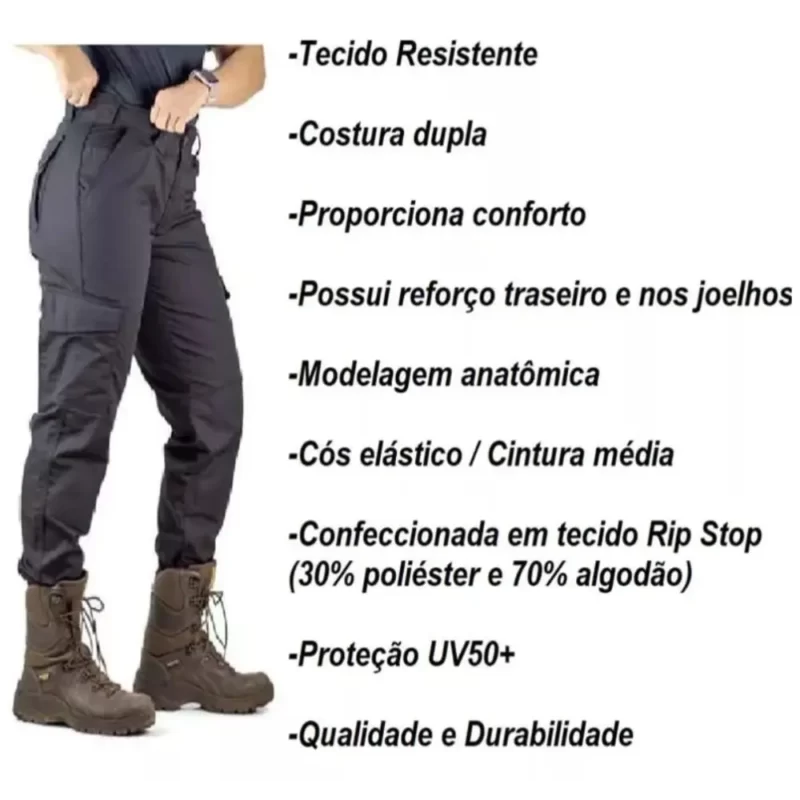 Calça Tática Rip Stop Feminina | Preta - Image 3